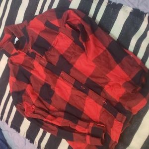 Plaid button down collar blouse (cotton)